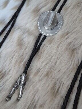 🌙Vintage EGE 1993 Pewter Cowboy Hat Bolo Tie